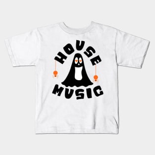 HOUSE MUSIC - Halloween Vibes (Black/Orange) Kids T-Shirt